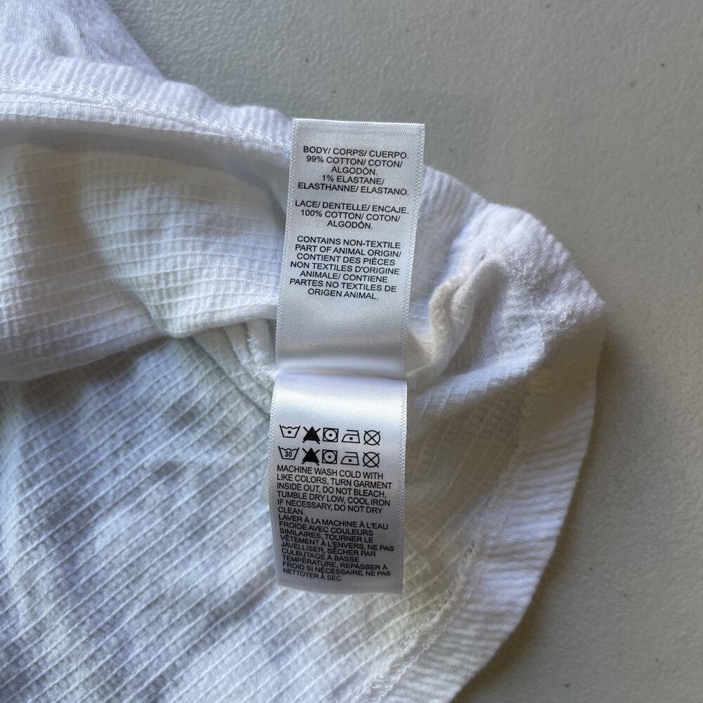 Lucky Brand White Lace Button Blouse XXL Cotton Boho Coastal Flutter Sleeve Boxy - Picture 7 of 11